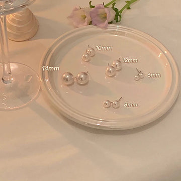 DAIIIBABYYY  -  Elegant Big Round Imitation Pearl Ear Clip Stud Earring Wedding Jewelry for Women Korean Fashion No Piercing Earrings